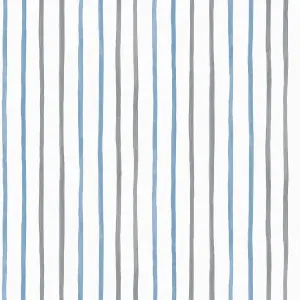 Laura Ashley Painterly Stripe Blue, Grey & White Kids Smooth Wallpaper