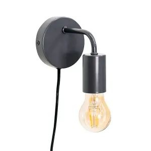 ValueLights Jordy Plug in Colour Pop Charcoal Grey Easy Fit Wall Light - Bulb Included