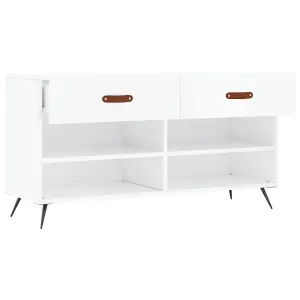 Berkfield Shoe Bench High Gloss White 102x35x55 cm Engineered Wood