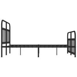 Berkfield Metal Bed Frame with Headboard and Footboard Black 135x190 cm