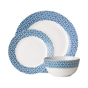 Interiors by Premier Avie Casablanca Blue Dinner Set