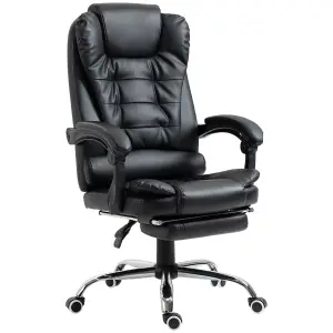 HOMCOM Executive Office Chair PU Leather Swivel Chair with Footrest Black