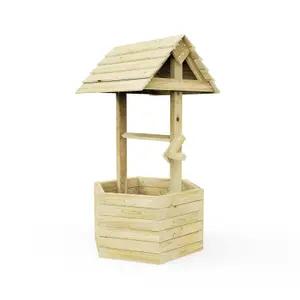 OutdoorGardens Wooden Wishing Well Decorative Planter