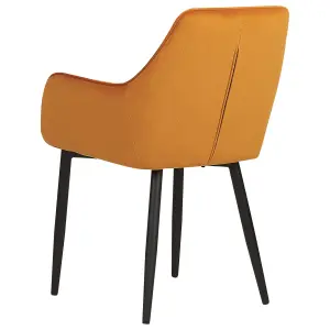 Set of 2 Dining Chairs WELLSTON Velvet Orange