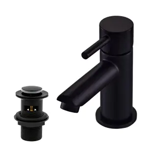 BATHWEST Matte Black Single Lever Faucet Bathroom Sink Taps Brass Solid Basin Mixer Tap with Waste