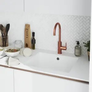 GoodHome Zanthe Copper effect Kitchen Side lever Tap