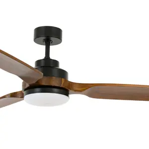 Adilet 142cm Ceiling Fan with Light Kit Black with Brown Blades