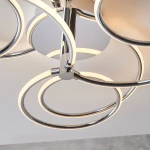 Anson Lighting Leon Semi Flush light finished in Chrome plate and white silicone