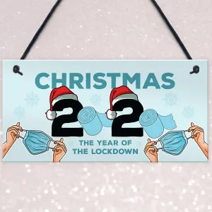 Lockdown Christmas Gift Hanging Plaque Funny Christmas Decoration Keepsake