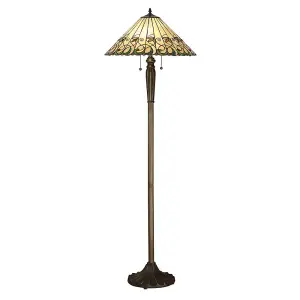 Luminosa Jamelia 2 Light Floor Lamp Tiffany Glass, Dark Bronze Paint with Highlights, E27