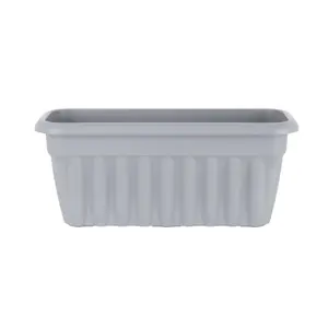 Wham 2x Vista Upcycle Grey Plastic Planter, Large Rectangular Trough (60cm, Pack of 2)