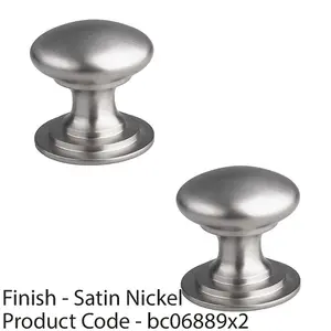 2 PACK - Victorian Tiered Door Knob - 25mm Satin Nickel Cabinet Pull Handle Round Rose