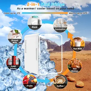 Costway 10 L Portable AC/DC Beauty Fridge w/ LED Mirror Thermoelectric Cooler/Warmer