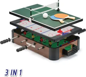 3 in 1 Top Table Football Pool Ping Pong Multi Game Set