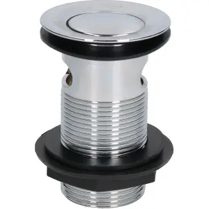 Chrome Push-Button Spring Plug Basin Sink Waste Slotted 1-1/4" (32mm) with Seal