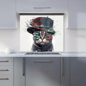 American Shorthair Cat Splashart Premium Glass Kitchen Splashback W700mm x H750mm