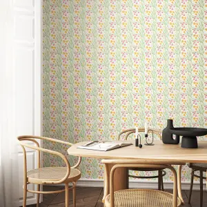 Hoopla Walls Meadow Stripe Spring Bloom Smooth Matt Wallpaper