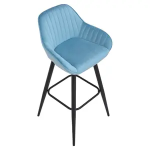 Hennen 76cm Bar Stool Black / Light Blue