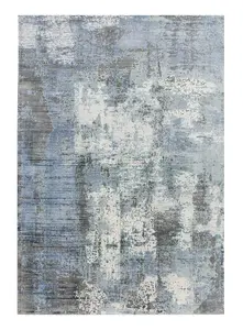 Blue Viscose Easy to clean Abstract Handmade , Luxurious , Modern Rug for Living Room, Bedroom - 160cm X 230cm