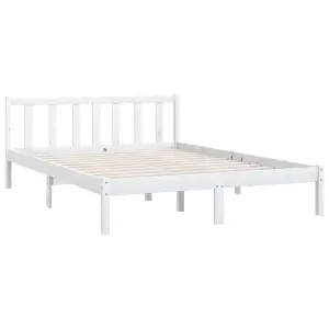 Berkfield Bed Frame White Solid Wood Pine 120x190 cm Small Double