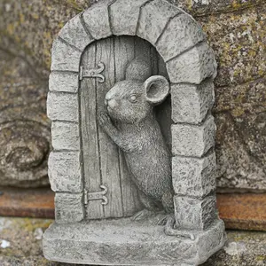 Mouse Door Stone Statue Outdoor Garden Ornament British Made