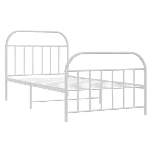 Berkfield Metal Bed Frame with Headboard and Footboard White 107x203 cm