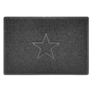 Nicoman Dark Grey Star Embossed Spaghetti Coil Door Mat Dirt-Trapper Washable Barrier Doormat 90cm x 60cm