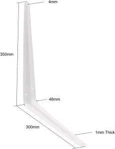 EAI - London Shelf Bracket - 350x300x48x1mm - White  - Pack of 10