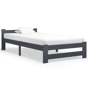 Berkfield Bed Frame Dark Grey Solid Pine Wood 100x200 cm