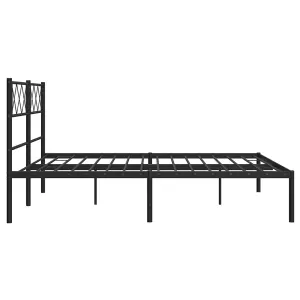 Berkfield Metal Bed Frame with Headboard Black 5FT King Size