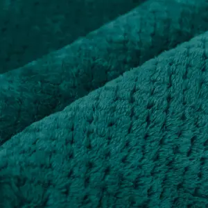 Dreamscene Luxury Large Waffle Honeycomb Mink Warm Throw, Teal - 150 x 200cm