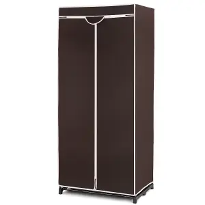 Costway Single Fabric Wardrobe Folding Clothes Closet with Hanging Rail & Zippers