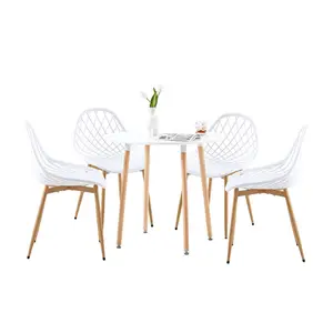 Emila 4 - Person Dining Set White/Brown / White