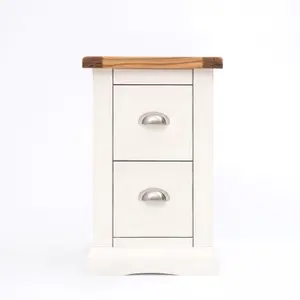 Cosenza 2 Drawer Petite Bedside Table Chrome Cup Handle