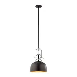 Luminosa Laredo Industrial, Retro 1 Light Dome Pendant Ceiling Light, E27