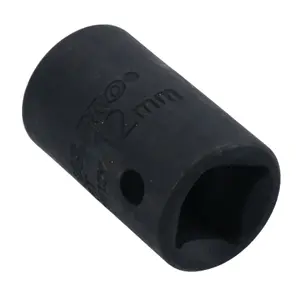 12mm 3/8in Drive Shallow Stubby Metric Impacted Socket 6 Sided Single Hex