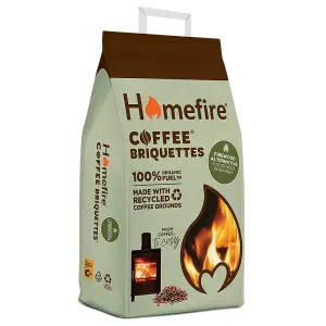 Homefire Coffee Briquettes 7kg (Pack of 2) for wood burners, firepits, chimeneas and multifuel stoves