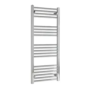 Bray Heated Towel Rail For Central Heating, Straight, Chrome - W500 x H1200 mm