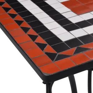 Berkfield Mosaic Bistro Table Terracotta and White 60 cm Ceramic