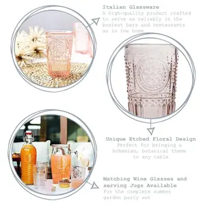 Romantic H Romantic Romantic Highball Glasses (Set of 4) Pink / 340