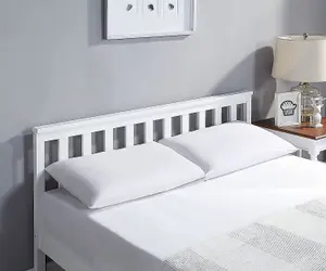 White Wooden Bed Frame Double 4ft6 Slatted Bed