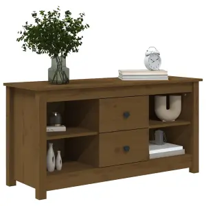 Berkfield TV Cabinet Honey Brown 103x36.5x52 cm Solid Wood Pine