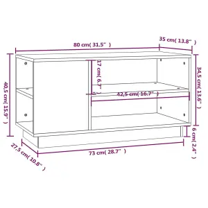 Berkfield TV Cabinet White 80x35x40.5 cm Solid Wood Pine