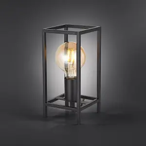 Vintage and Industrial Style Matte Black Table Lamp with Rectangular Cage Design