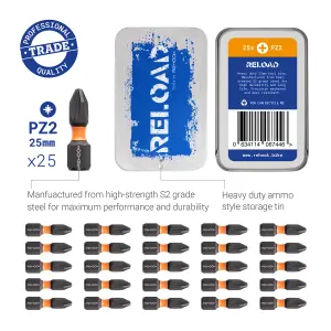 Reload PZ2 25mm Impact Driver Tool Bits 25x