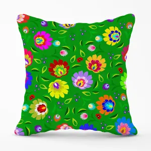 Polish Folk Floral Outdoor Cushion 45cm x 45cm