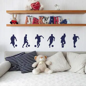 Set of 6 Footballer Wall Stickers in Colour Navy