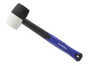 Faithfull Black & White Fibreglass Rubber Mallet Hammer 16oz FAIRMBWF16