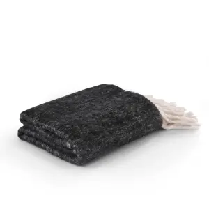 Nevni Mohair Style Light Weight Soft & Cozy Single Cotton Blanket -125 x 150 cm, Dark Grey