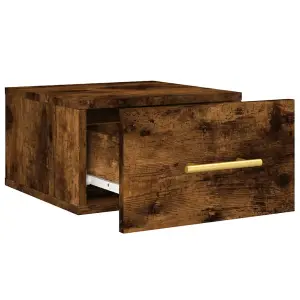 Berkfield Wall-mounted Bedside Cabinet Smoked Oak 35x35x20 cm